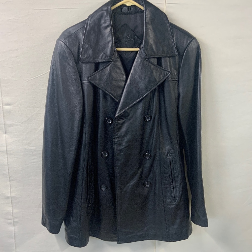 Jacqueline Ferrar  Man’s Black Lambskin Leather Button Jacket